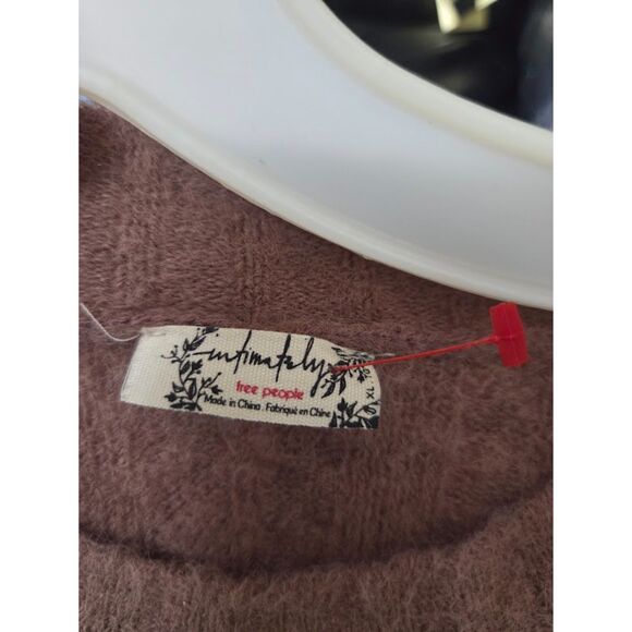 Free People "Keep Me Warm" Brown Cable Cotton Knit Thong Bodysuit Top size XL - Picture 8 of 10